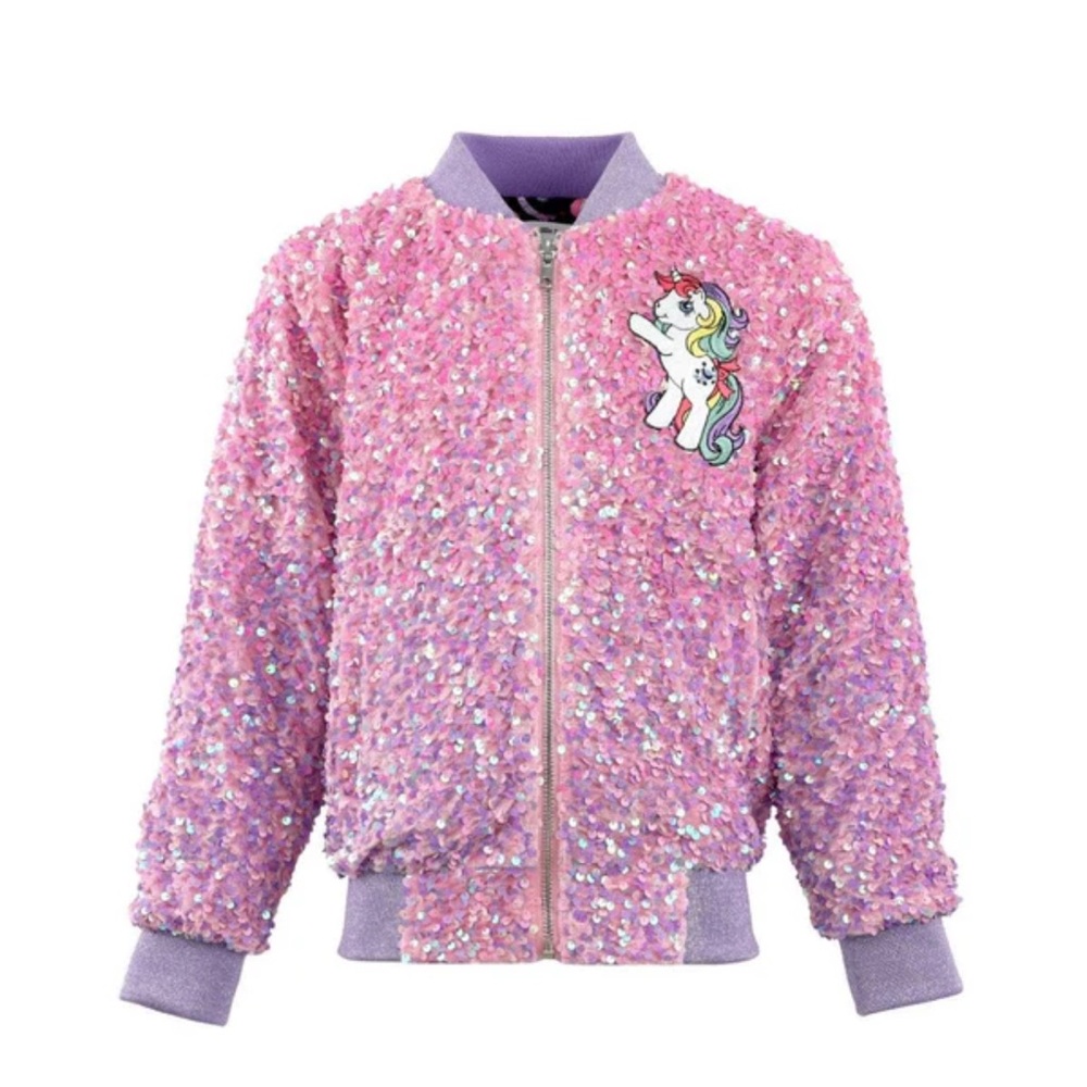 Lola and the Boys Unicorn Superpowers sequined bomber jacket